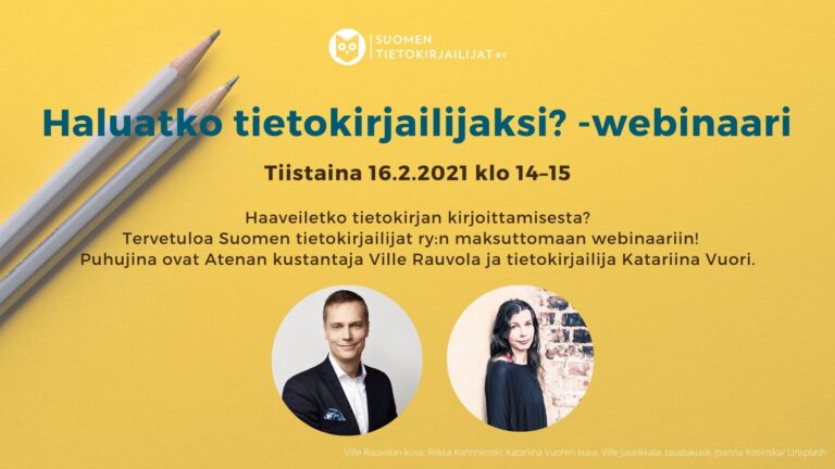 Haluatko tietokirjailijaksi? Tervetuloa webinaariin!
