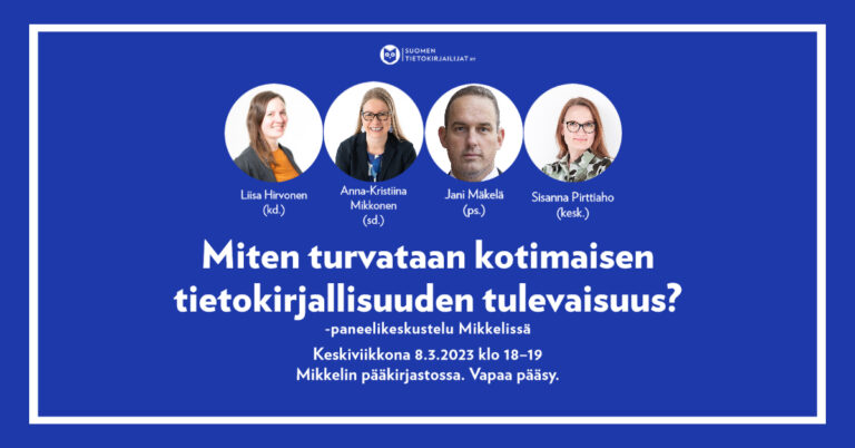 Poliitikot keskustelevat tietokirjallisuudesta Mikkelissä 8.3. klo 18