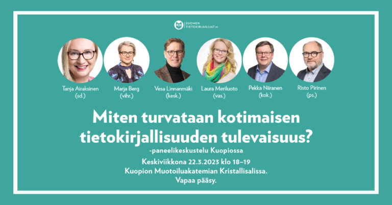 Poliitikot keskustelevat tietokirjallisuudesta Kuopiossa 22.3. klo 18