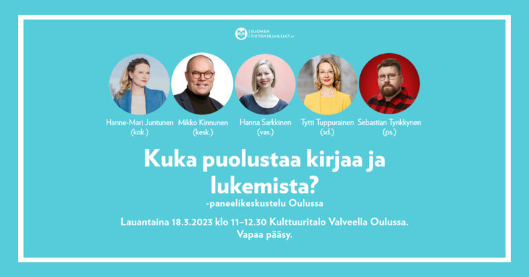 Poliitikot keskustelevat kirjallisuudesta Oulussa 18.3. klo 11